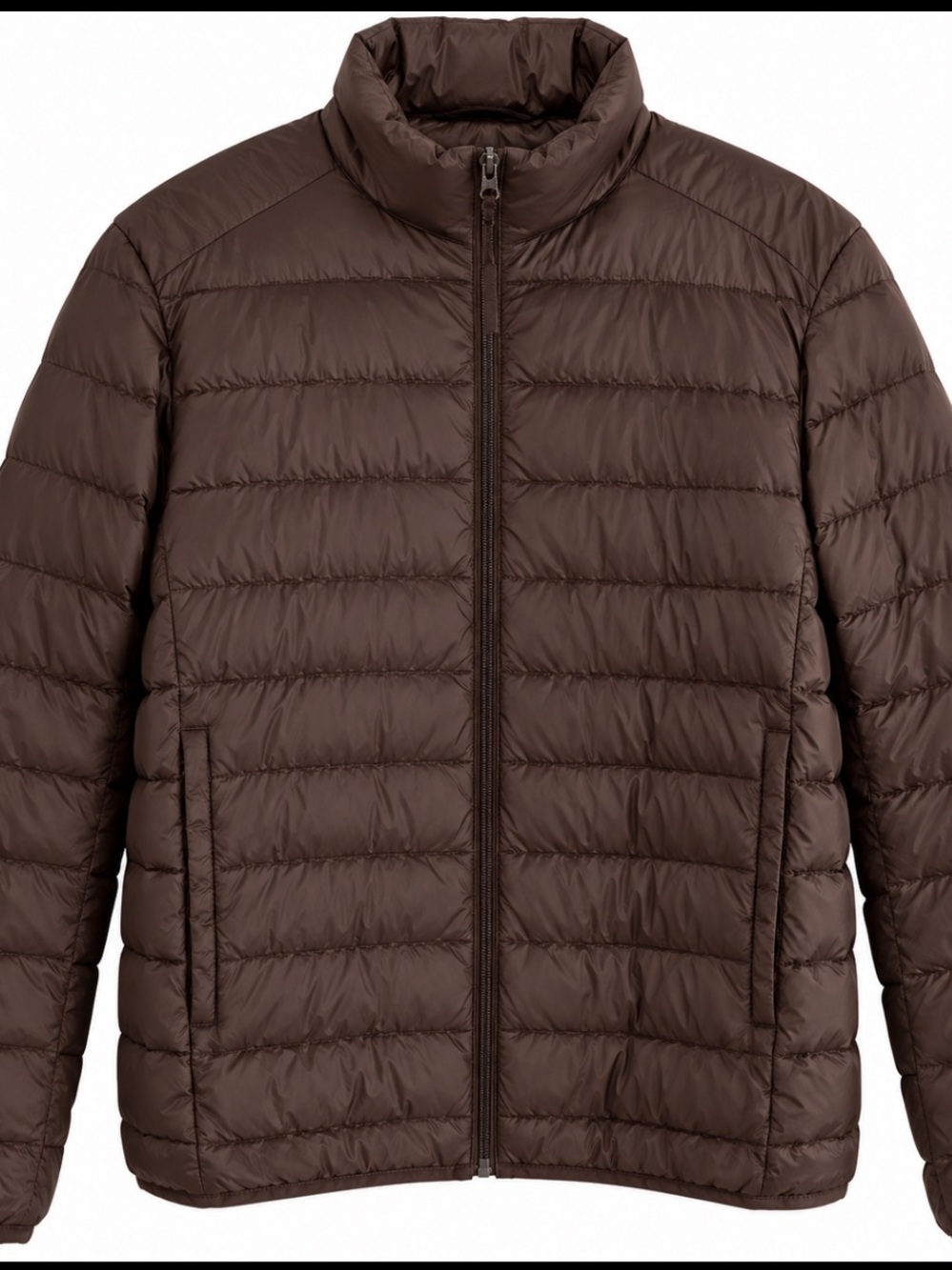 UNIQLO Jacket Womens Large Brown Puffer Down Insulated Lightweight Full Zip Coat